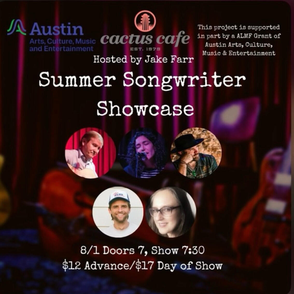 Summer Songwriter Showcase 8/1 @ Cactus Cafe